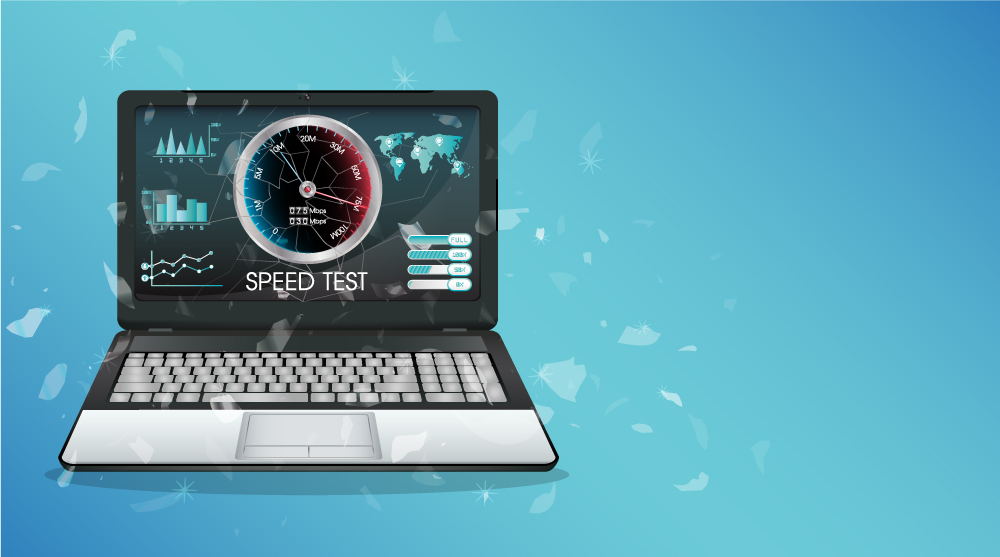 Image of a laptop running a speed test to know how to increase internet speeds
